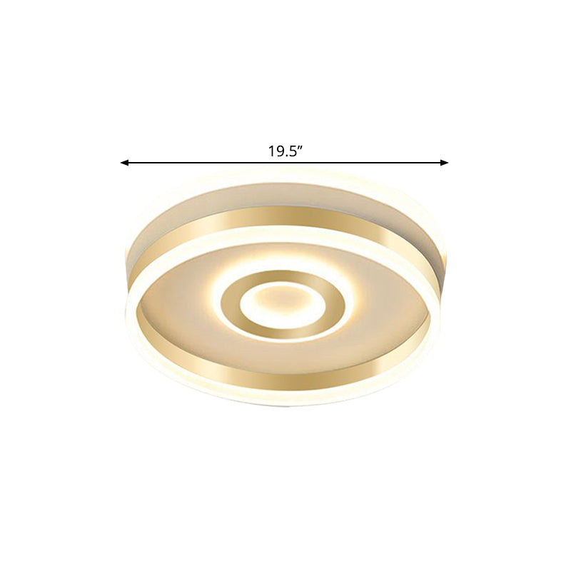 LED Gold Metallic Hoop Flush Mount Lamp in Warm/White Light, 16"/19.5" Wide