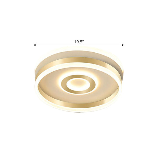 LED Gold Metallic Hoop Flush Mount Lamp in Warm/White Light, 16"/19.5" Wide