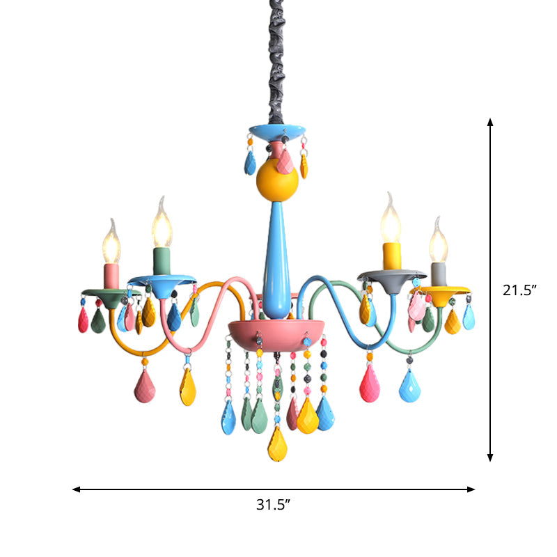 Colorful Curved Chandelier Lights: Pink and Yellow Metallic Pendant Lamp with or without Shade