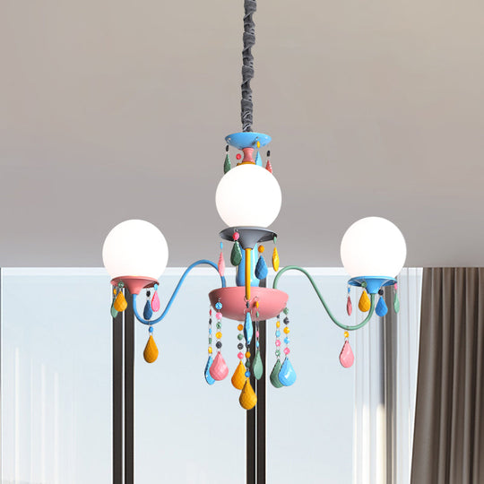 Colorful Curved Chandelier Lights: Pink and Yellow Metallic Pendant Lamp with or without Shade