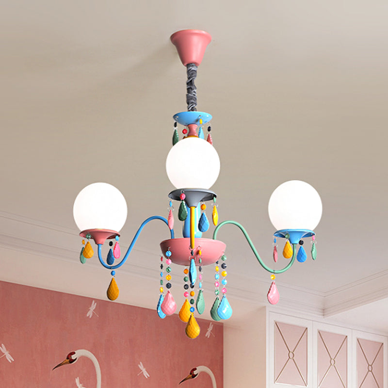 Colorful Curved Chandelier Lights: Pink and Yellow Metallic Pendant Lamp with or without Shade