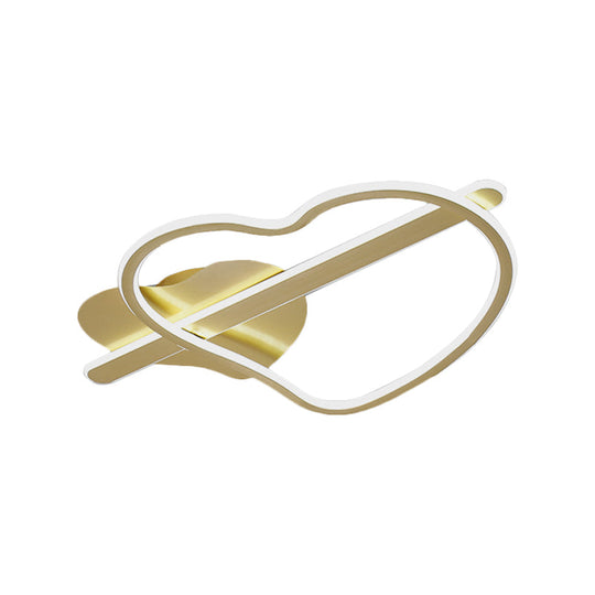 Kids Loving Heart Metal Flush Mount Light in Gold/Coffee LED Ceiling Lighting for Bedroom - Warm/White Light