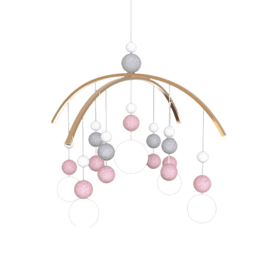 Cartoon White Glass Globe Chandelier Light with Pink/Blue Hanging Pendant - 5-Bulb Design - Small Ball Decor