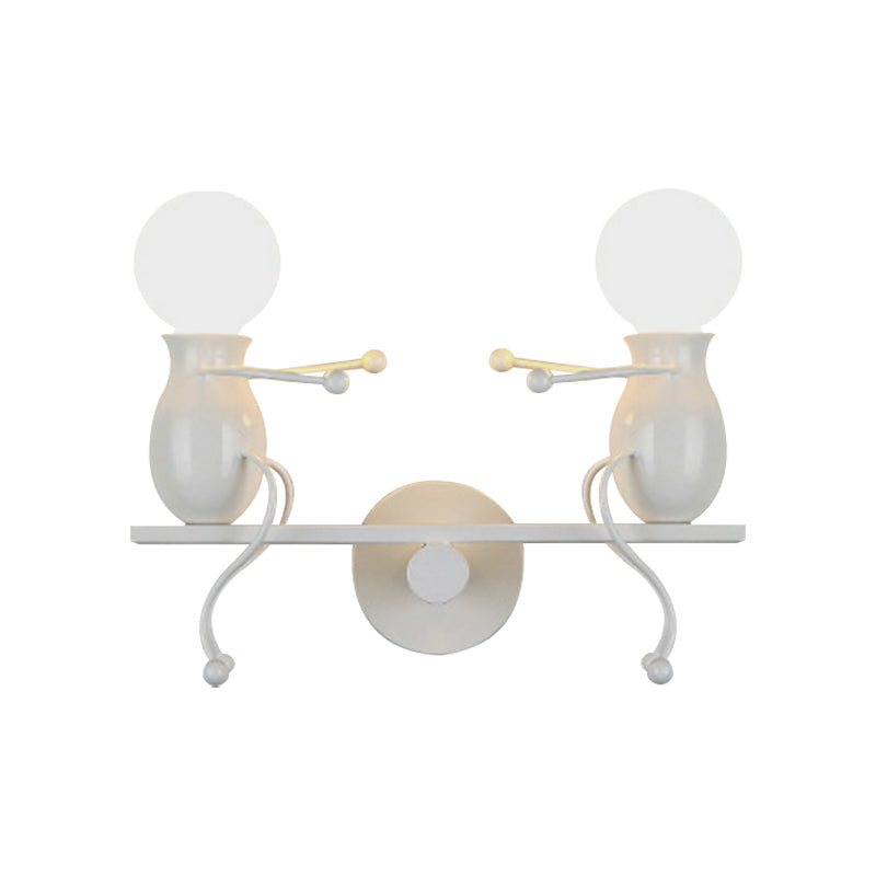 Child-Like 2-Head Wall Mount Lamp for Kids – Black/White/Red Metal Wall Light Fixture with Seesaw Arm