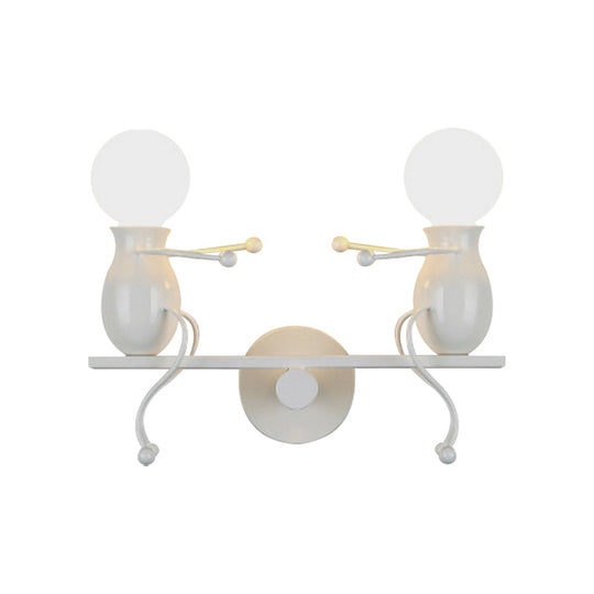 Child-Like 2-Head Wall Mount Lamp for Kids – Black/White/Red Metal Wall Light Fixture with Seesaw Arm