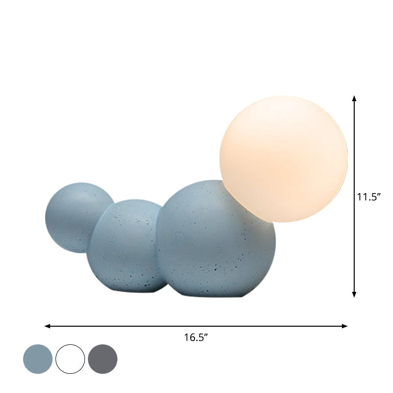 Kids' Caterpillar Cartoon Table Lamp - Cute Frosted Glass Reading Light in Grey/White/Blue