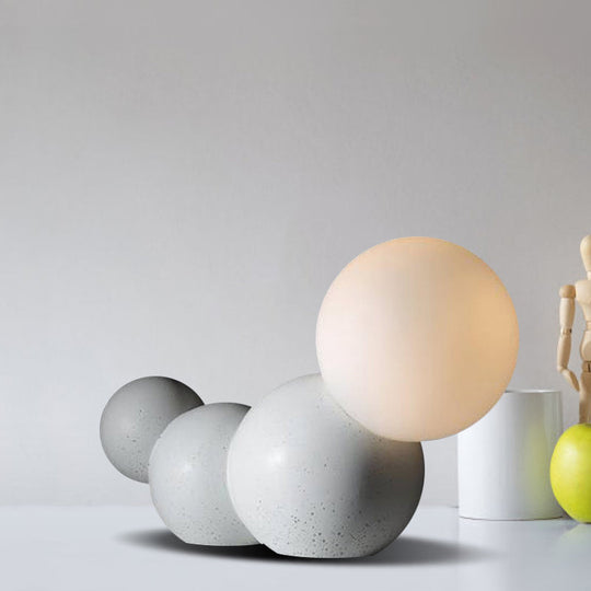 Kids' Caterpillar Cartoon Table Lamp - Cute Frosted Glass Reading Light in Grey/White/Blue