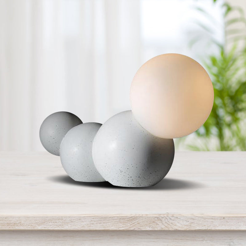 Kids' Caterpillar Cartoon Table Lamp - Cute Frosted Glass Reading Light in Grey/White/Blue