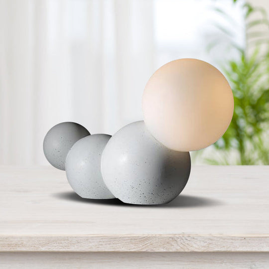 Kids' Caterpillar Cartoon Table Lamp - Cute Frosted Glass Reading Light in Grey/White/Blue