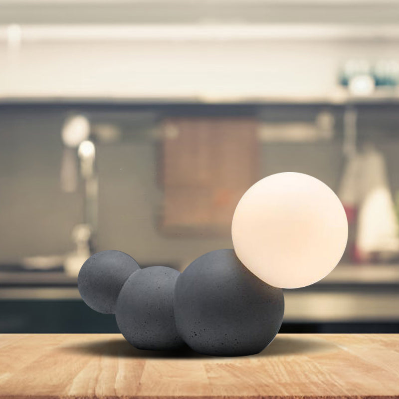 Kids' Caterpillar Cartoon Table Lamp - Cute Frosted Glass Reading Light in Grey/White/Blue