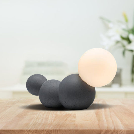 Kids' Caterpillar Cartoon Table Lamp - Cute Frosted Glass Reading Light in Grey/White/Blue