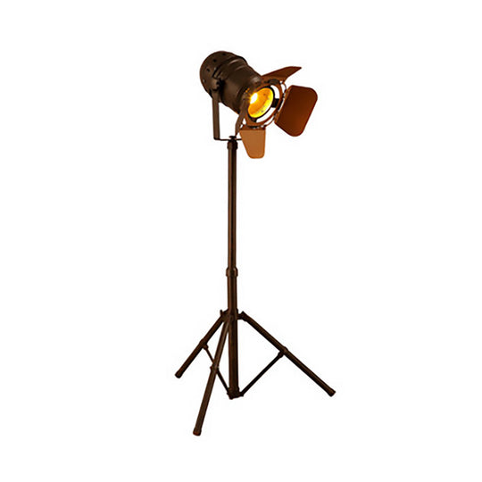 Antique Tripod Floor Lamp - Stylish & Rotatable 1/2-Light Metallic in Dark Rust for Living Room