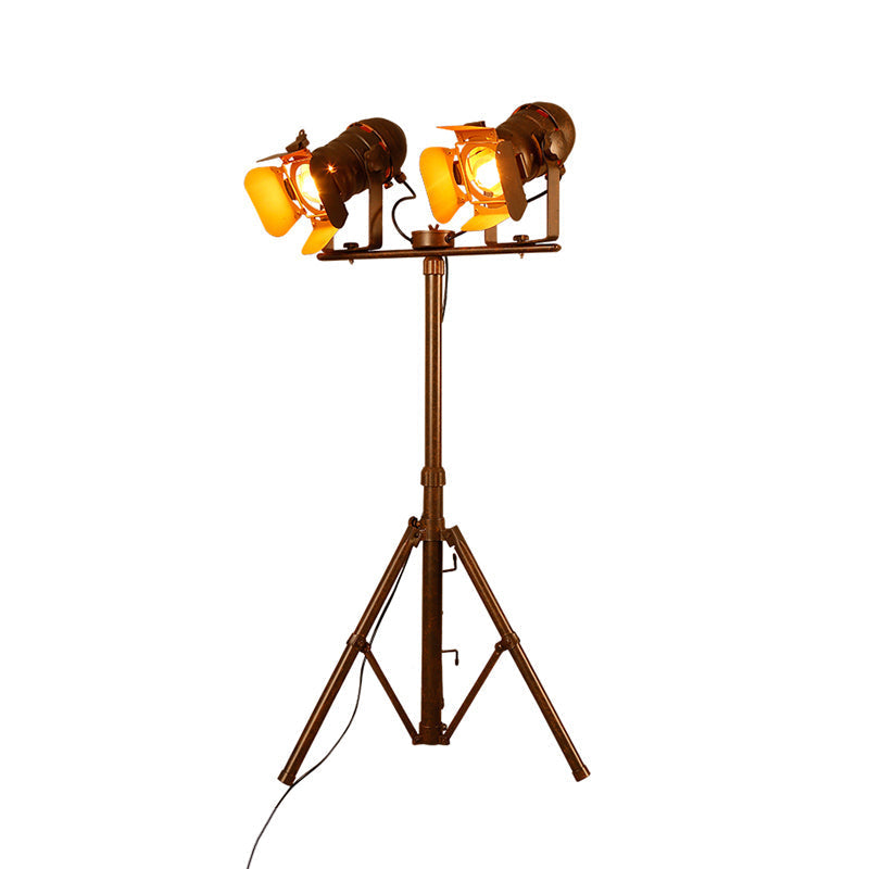 Antique Tripod Floor Lamp - Stylish & Rotatable 1/2-Light Metallic in Dark Rust for Living Room