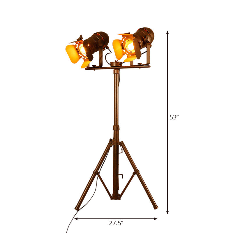 Antique Tripod Floor Lamp - Stylish & Rotatable 1/2-Light Metallic in Dark Rust for Living Room