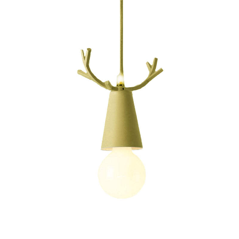 Nordic Style Pendant Light with Adjustable Ball Ceiling Fixture and Antler Decoration for Bedroom or Kids Room