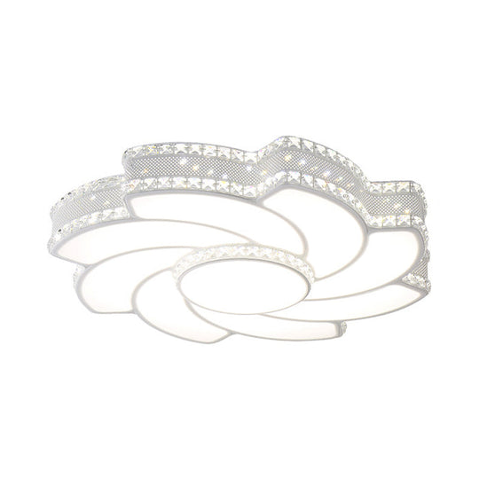 Modern LED Flower Metal Flush Ceiling Light Fixture, White/Warm Light, 19"/23.5" Wide