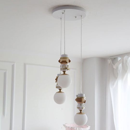 Modern White Glass Pendant Light with Adjustable Cord - Ceiling Fixture