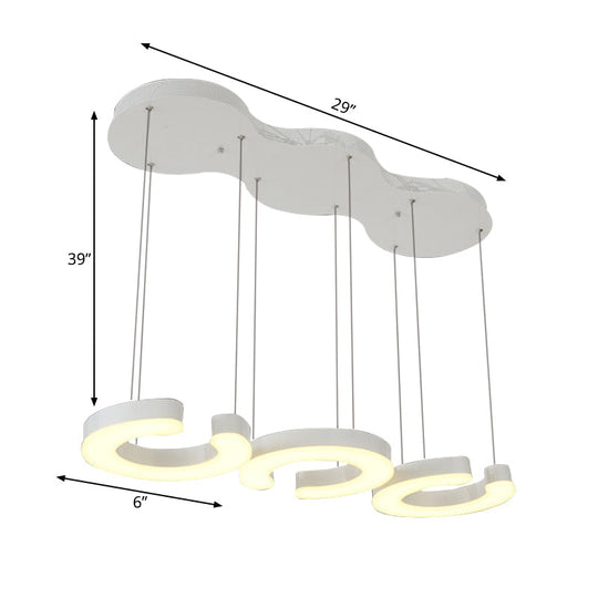 C-Shaped LED Pendant Lamp Kit - Minimalist Metal Design with Warm/White Light and Round/Linear Canopy