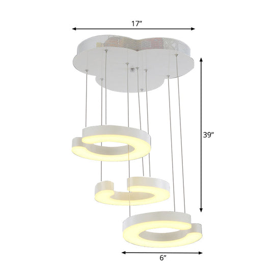 C-Shaped LED Pendant Lamp Kit - Minimalist Metal Design with Warm/White Light and Round/Linear Canopy