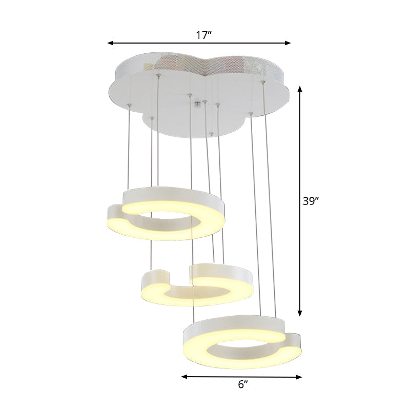 C-Shaped LED Pendant Lamp Kit - Minimalist Metal Design with Warm/White Light and Round/Linear Canopy