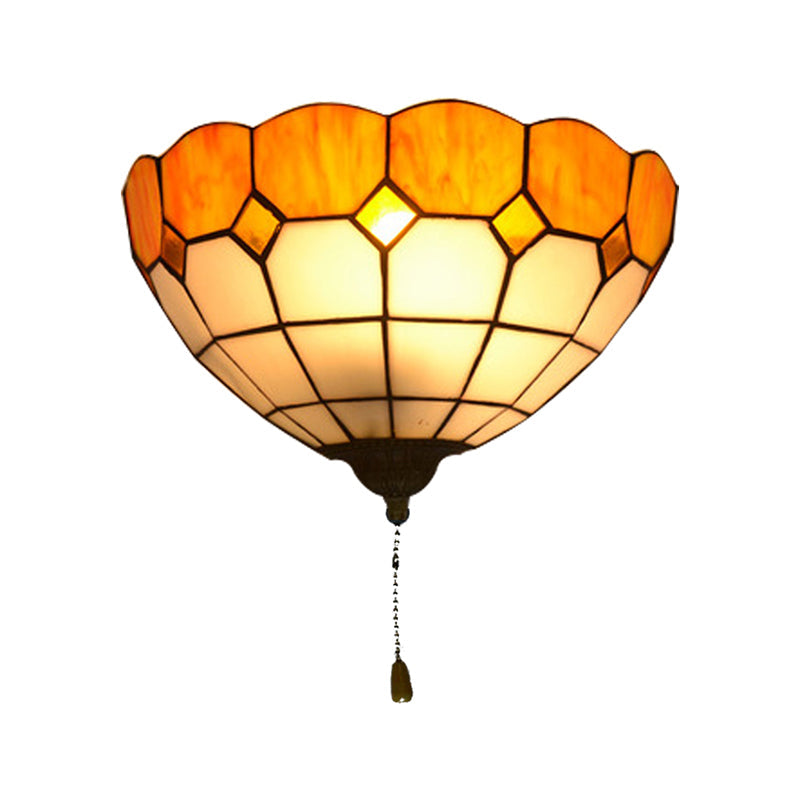 Tiffany Stained Glass Wall Sconce with Pull Switch - 1 Light