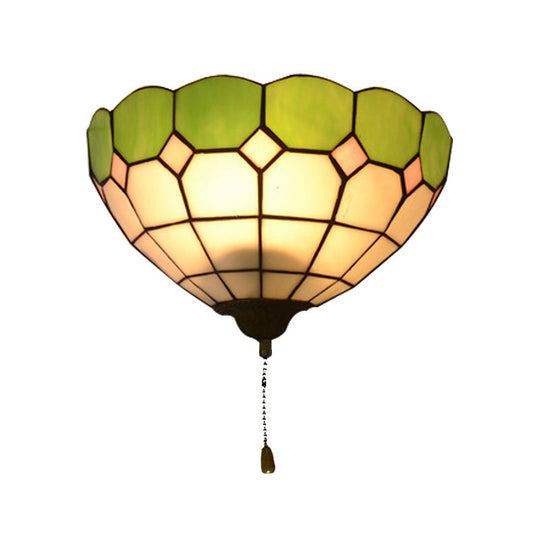 Tiffany Stained Glass Wall Sconce with Pull Switch - 1 Light