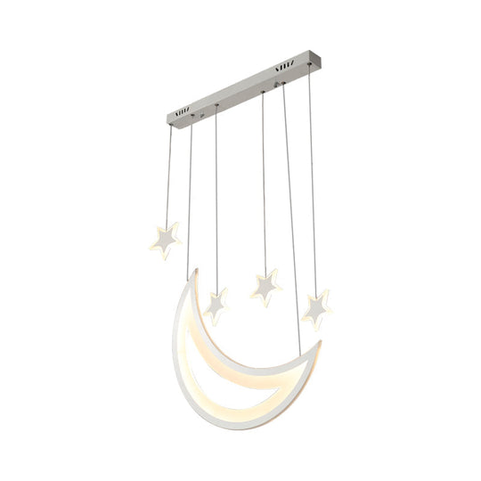 Modern Acrylic LED Ceiling Light with Moon and Stars Design - Perfect for Dining Room and Kitchen Island in Warm/White Light