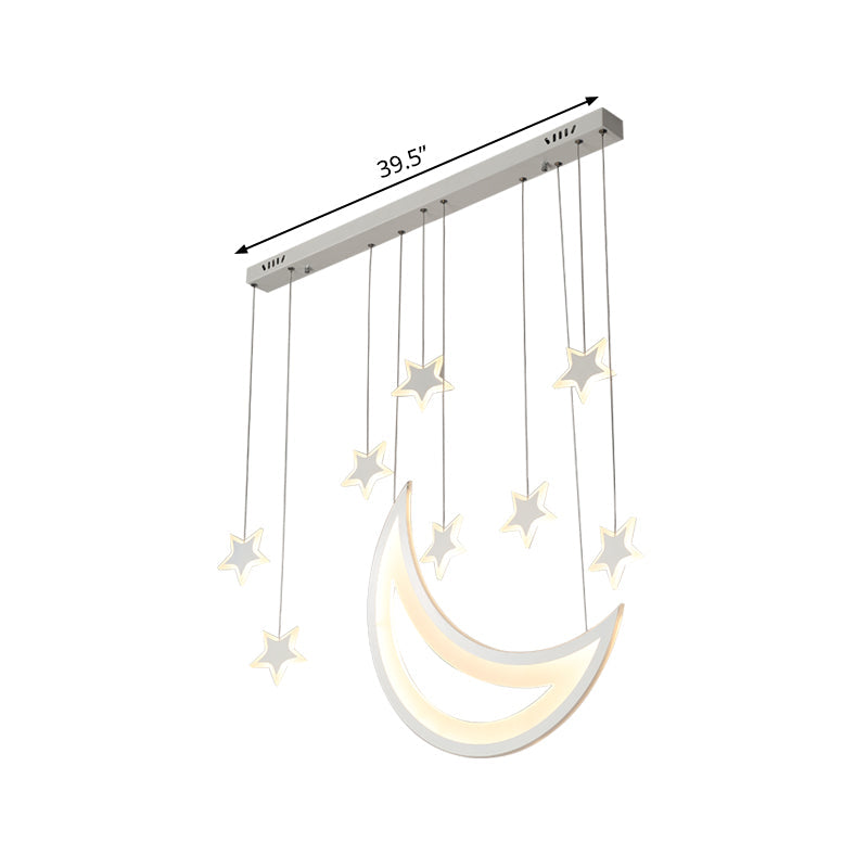Modern Acrylic LED Ceiling Light with Moon and Stars Design - Perfect for Dining Room and Kitchen Island in Warm/White Light