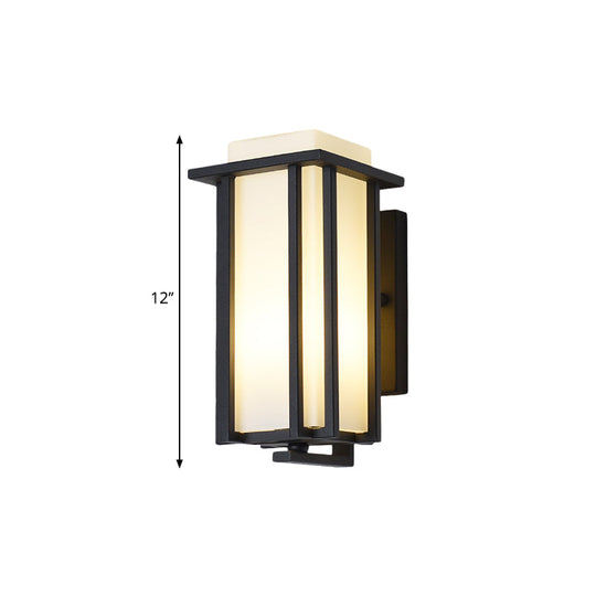 Black Opaline Glass Flush Mount Wall Sconce - 1-Light Rectangle Wall Lighting, Metal Frame (6"/6.5" W)