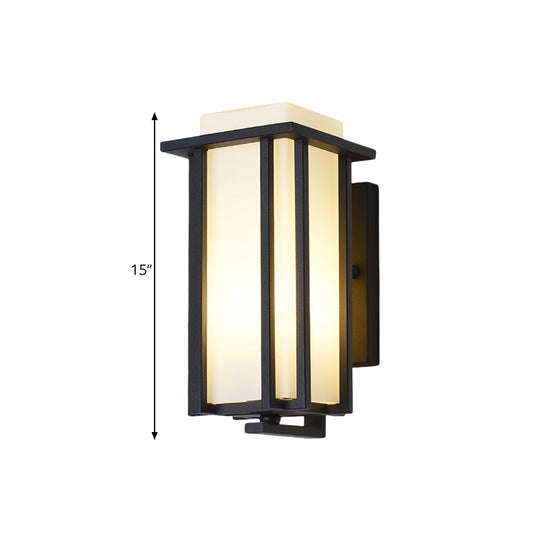 Black Opaline Glass Flush Mount Wall Sconce - 1-Light Rectangle Wall Lighting, Metal Frame (6"/6.5" W)