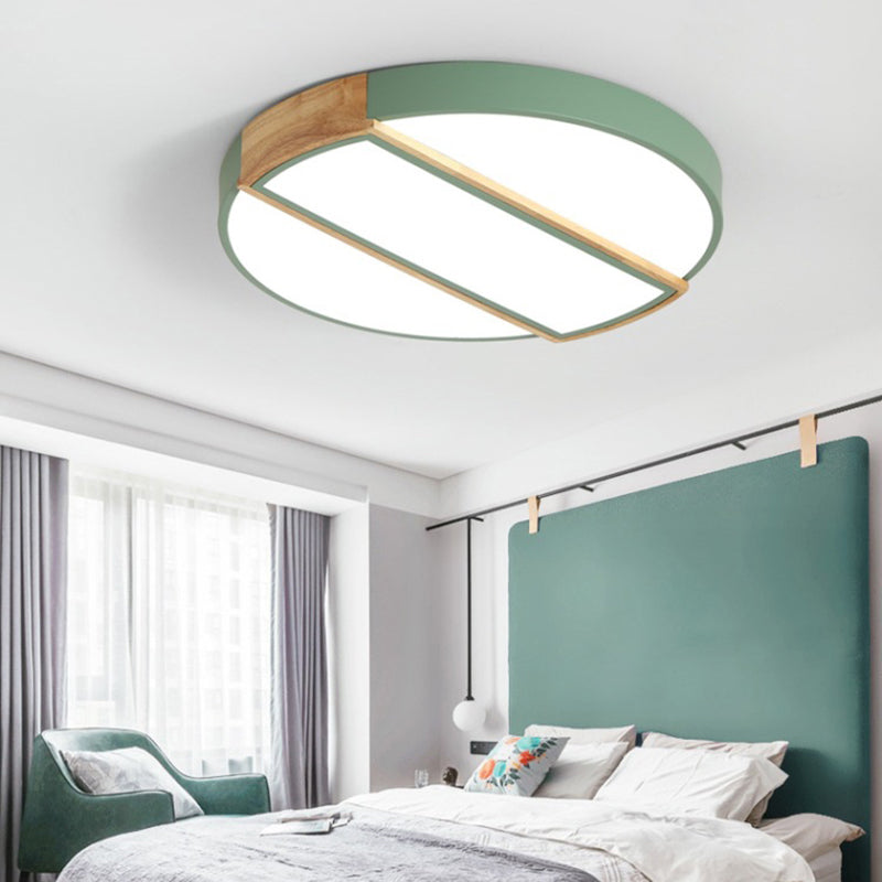 Nordic Circle LED Flush Mount Light - Acrylic Diffuser - 12"/16"/19.5" Width - LED Ceiling Lamp in Green/Grey/Pink/White for Baby Room