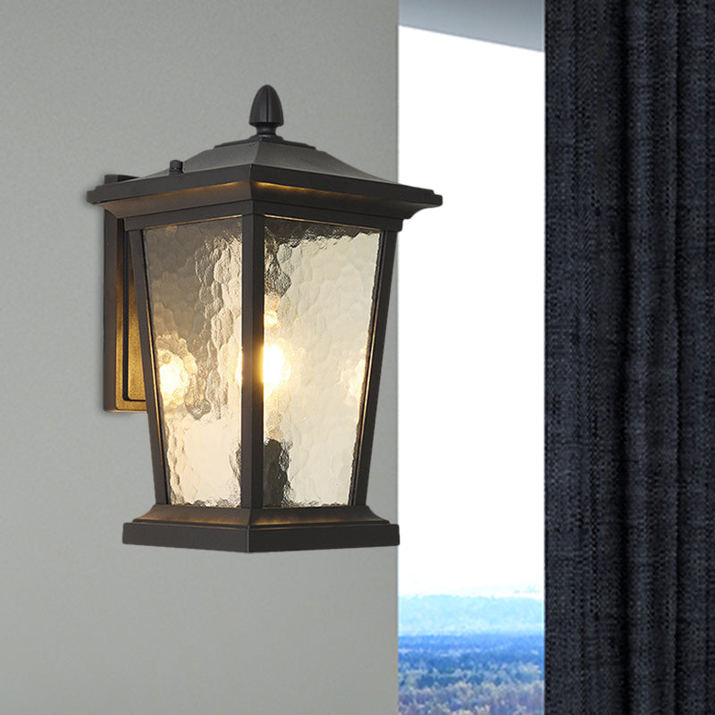 Traditional Wall Sconce with Pavilion Glass Shade in Black/Brass