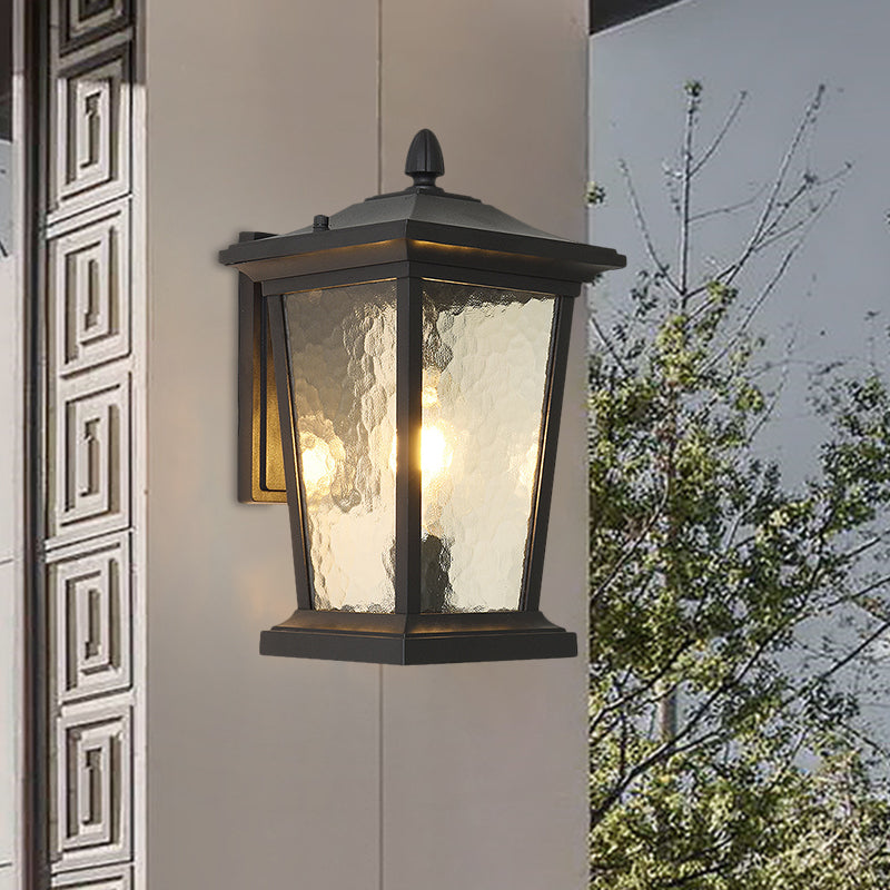 Traditional Wall Sconce with Pavilion Glass Shade in Black/Brass