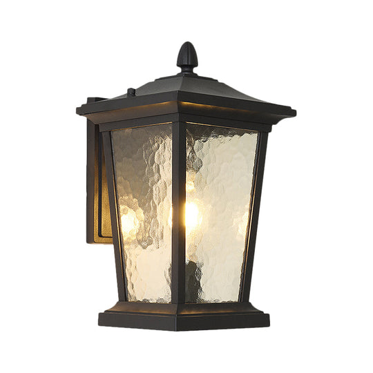Traditional Wall Sconce with Pavilion Glass Shade in Black/Brass