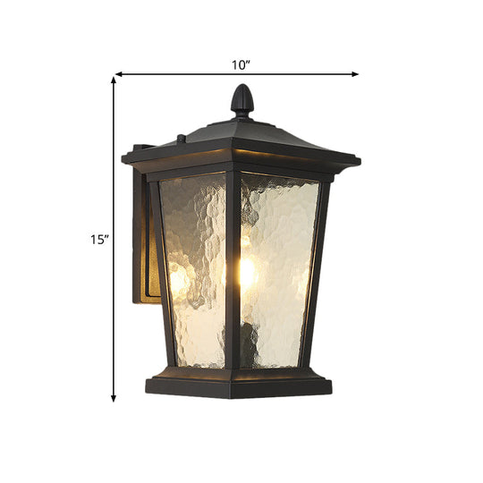 Traditional Wall Sconce with Pavilion Glass Shade in Black/Brass