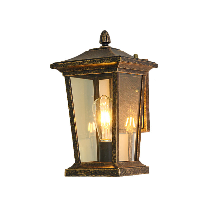 Traditional Wall Sconce with Pavilion Glass Shade in Black/Brass