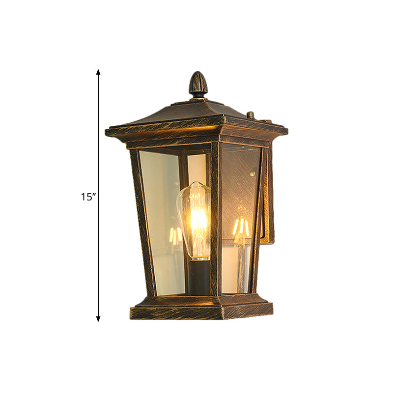 Traditional Wall Sconce with Pavilion Glass Shade in Black/Brass