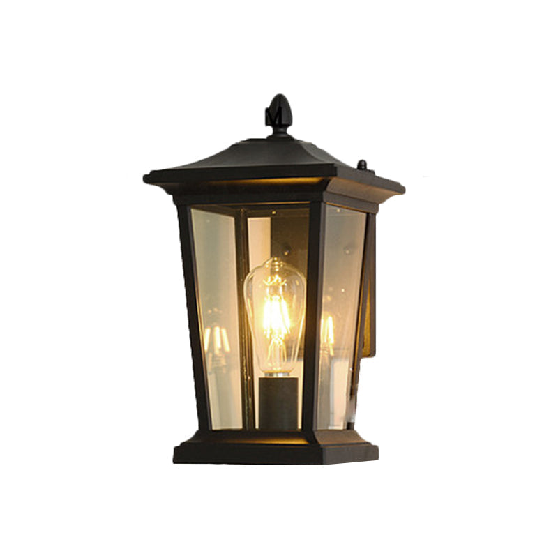 Traditional Wall Sconce with Pavilion Glass Shade in Black/Brass