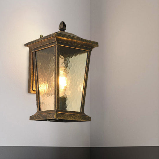 Traditional Wall Sconce with Pavilion Glass Shade in Black/Brass