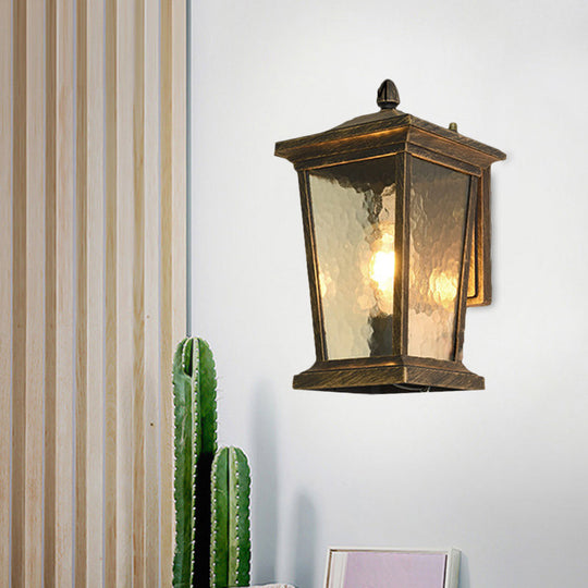 Traditional Wall Sconce with Pavilion Glass Shade in Black/Brass