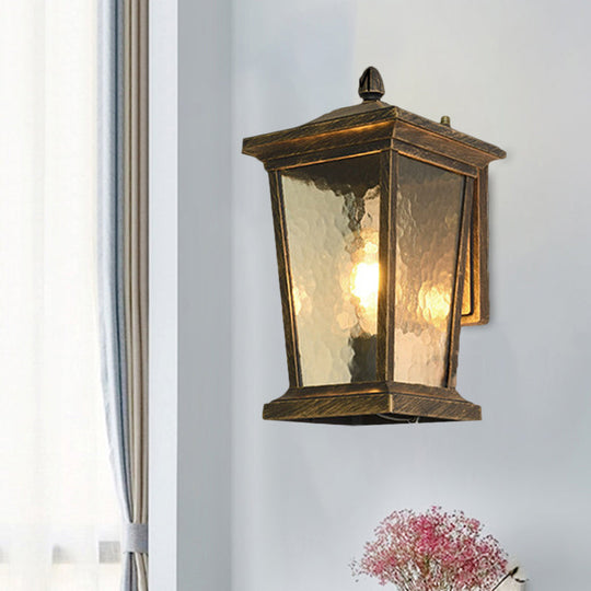 Traditional Wall Sconce with Pavilion Glass Shade in Black/Brass