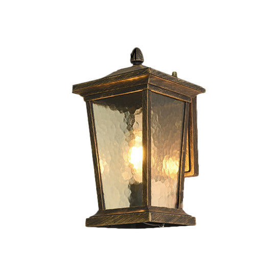 Traditional Wall Sconce with Pavilion Glass Shade in Black/Brass