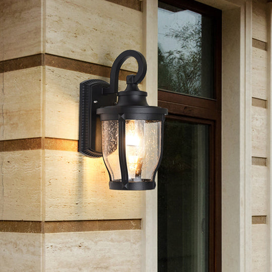 Black Seedy Glass Wall Mount Lamp with Single Light for Warehouse