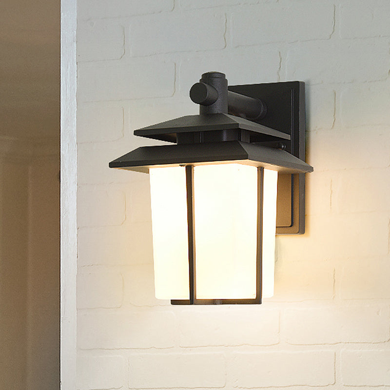 Trapezoid Wall Lamp with 1 Light - 7.5"/10" Wide Opaque Glass - Wall Mounted Lighting in Black/Brass