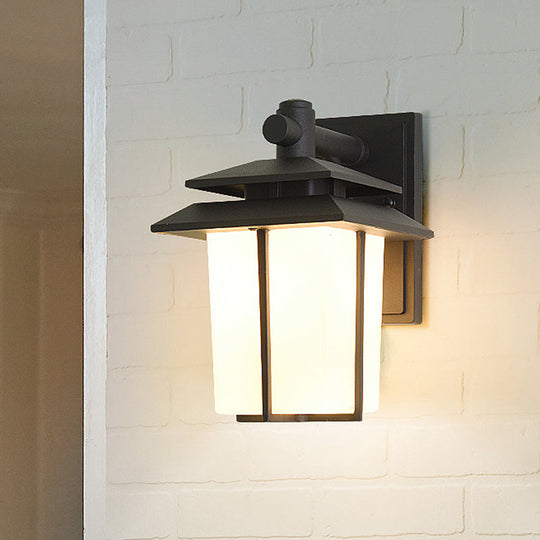 Trapezoid Wall Lamp with 1 Light - 7.5"/10" Wide Opaque Glass - Wall Mounted Lighting in Black/Brass