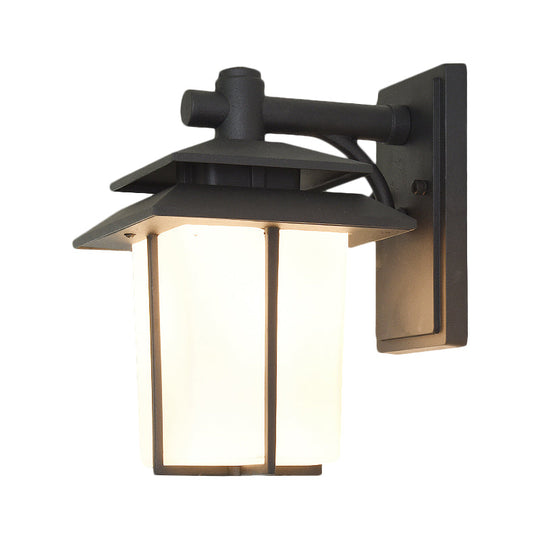 Trapezoid Wall Lamp with 1 Light - 7.5"/10" Wide Opaque Glass - Wall Mounted Lighting in Black/Brass