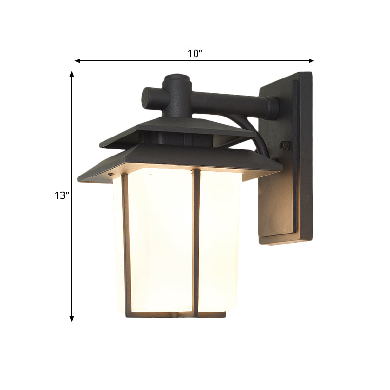 Trapezoid Wall Lamp with 1 Light - 7.5"/10" Wide Opaque Glass - Wall Mounted Lighting in Black/Brass