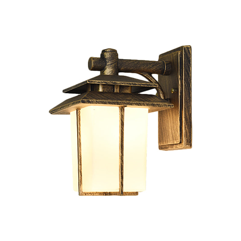 Trapezoid Wall Lamp with 1 Light - 7.5"/10" Wide Opaque Glass - Wall Mounted Lighting in Black/Brass