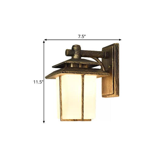 Trapezoid Wall Lamp with 1 Light - 7.5"/10" Wide Opaque Glass - Wall Mounted Lighting in Black/Brass