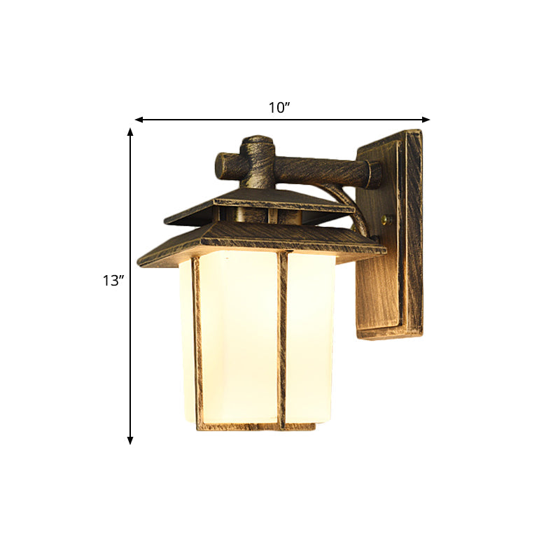 Trapezoid Wall Lamp with 1 Light - 7.5"/10" Wide Opaque Glass - Wall Mounted Lighting in Black/Brass